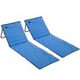 Voir la diapositive 1 : OUTSUNNY Lot de 2 tapis de plage rembourrés pliables - matelas de plage - dossier inclinable, rangement - métal polyester bleu