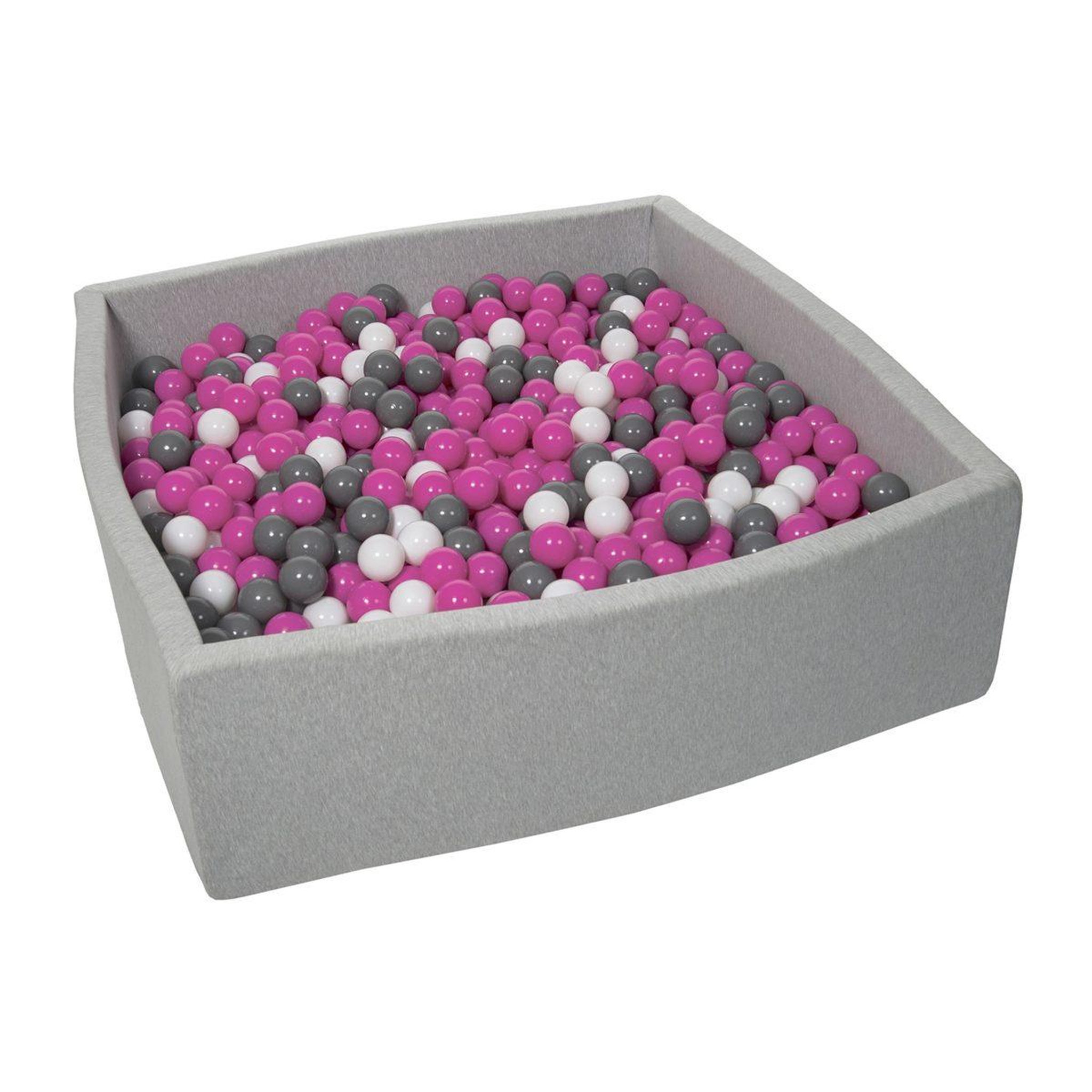 VELINDA Piscine à balles pour enfant, 120x120 cm, aire de jeu + 1200 balles blanc, rose, gris