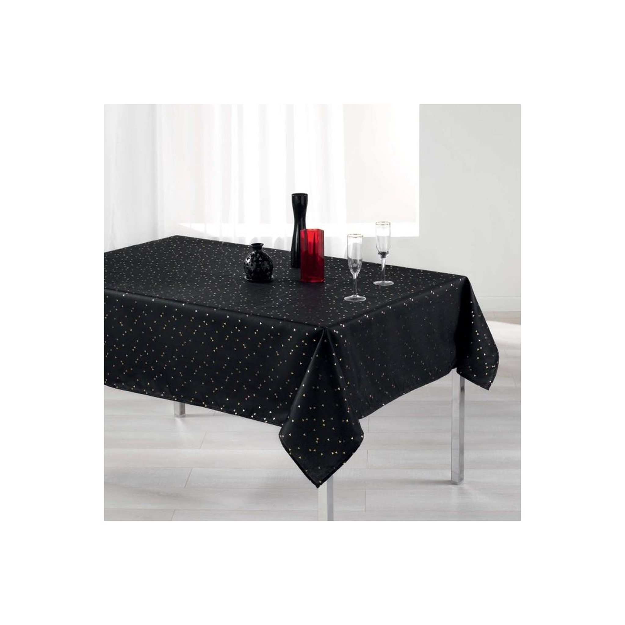 Douceur d'Intérieur Nappe rectangulaire imprimée  shantung  150x240cm noir