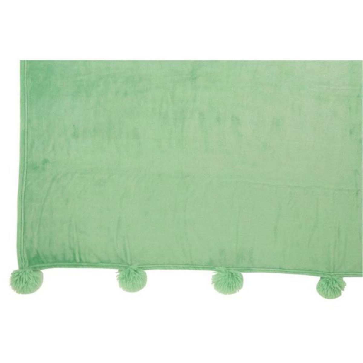 Paris Prix Plaid Déco à Pompons  Polyes  130x170cm Vert Vif