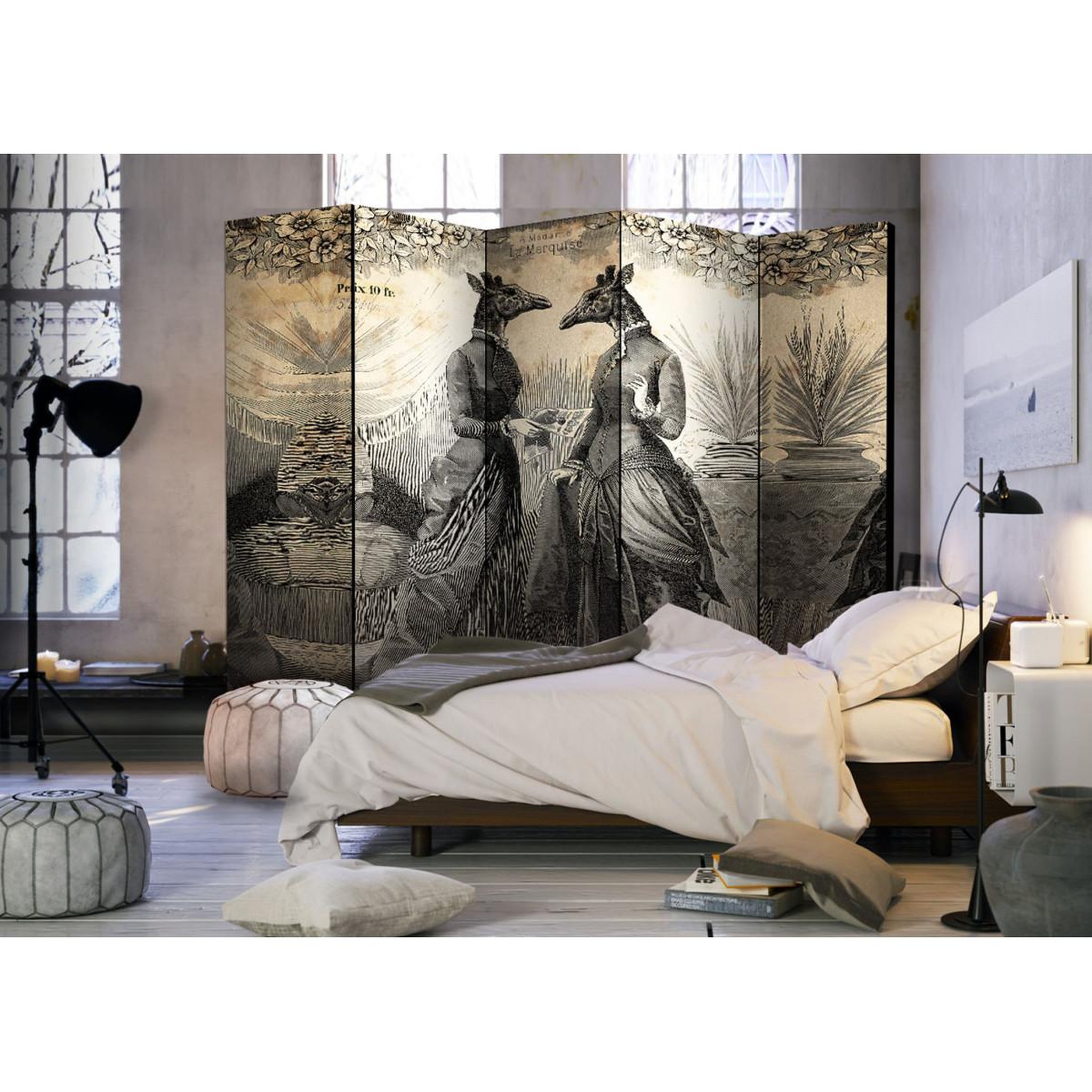 Voir la diapositive 2 : Paris Prix Paravent 5 volets  conversation  172x225cm