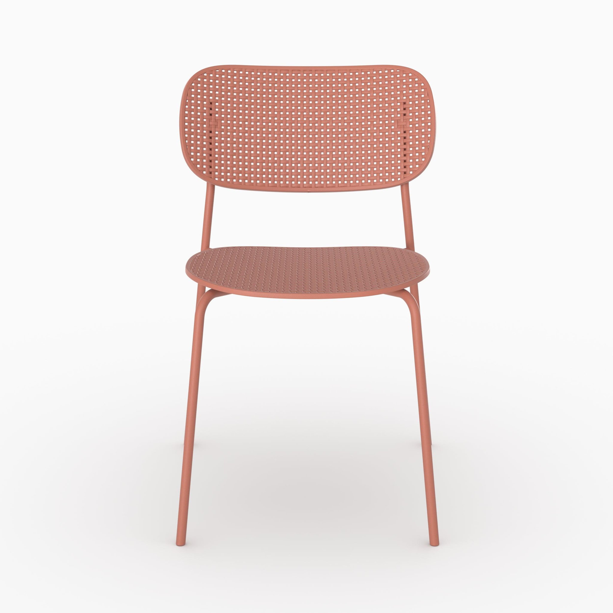 Voir la diapositive 3 : MAISON PAVANE Lot de 2 chaises de jardin empilables en plastique vieux rose-géa
