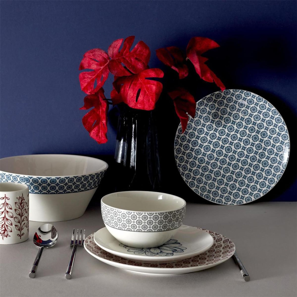 Paris Prix Lot de 6 Assiettes Plates  Cottage  25cm Gris