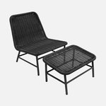 SWEEEK Fauteuil relax et repose pied aluminium et corde - Laguna. Coloris disponibles : Gris