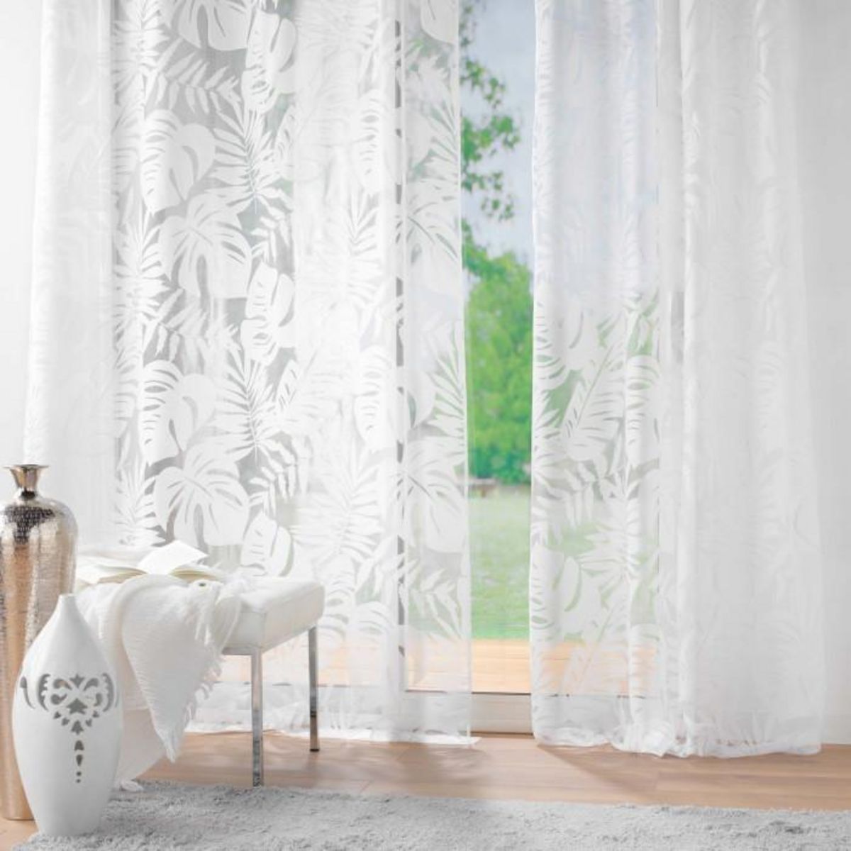 Paris Prix Rideau Voilage à Œillets  Magnolia  140x240cm Blanc