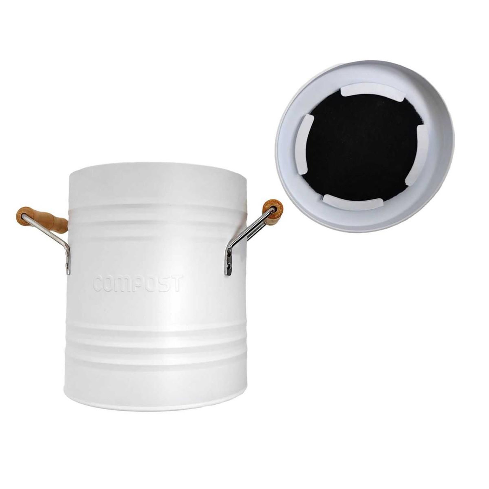 Voir la diapositive 6 : Je cherche une idee Poubelle en métal  compost  4l blanc