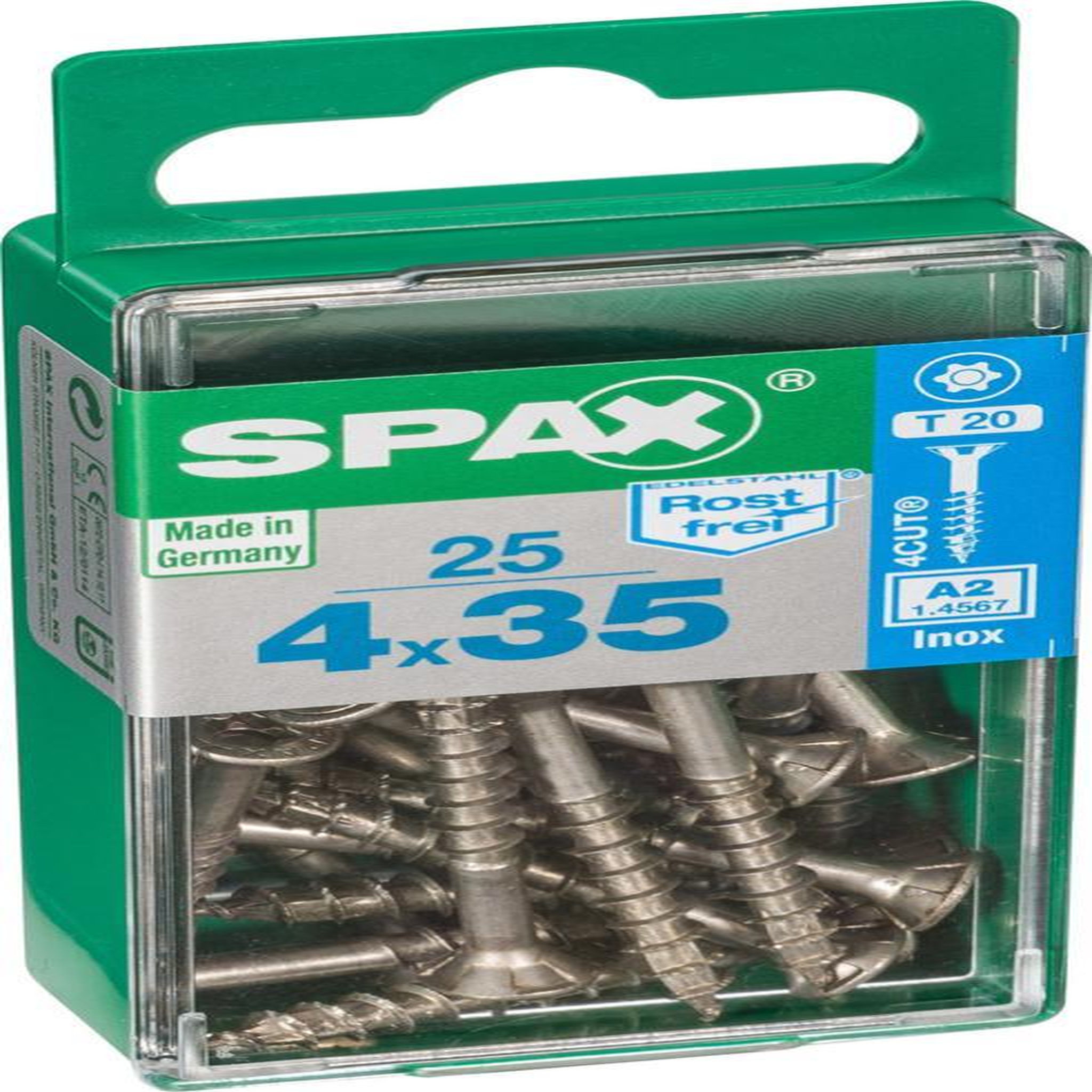CENTRALE BRICO Lot de 25 vis inox tête fraisée torx SPAX, Diam.4 mm x L.35 mm