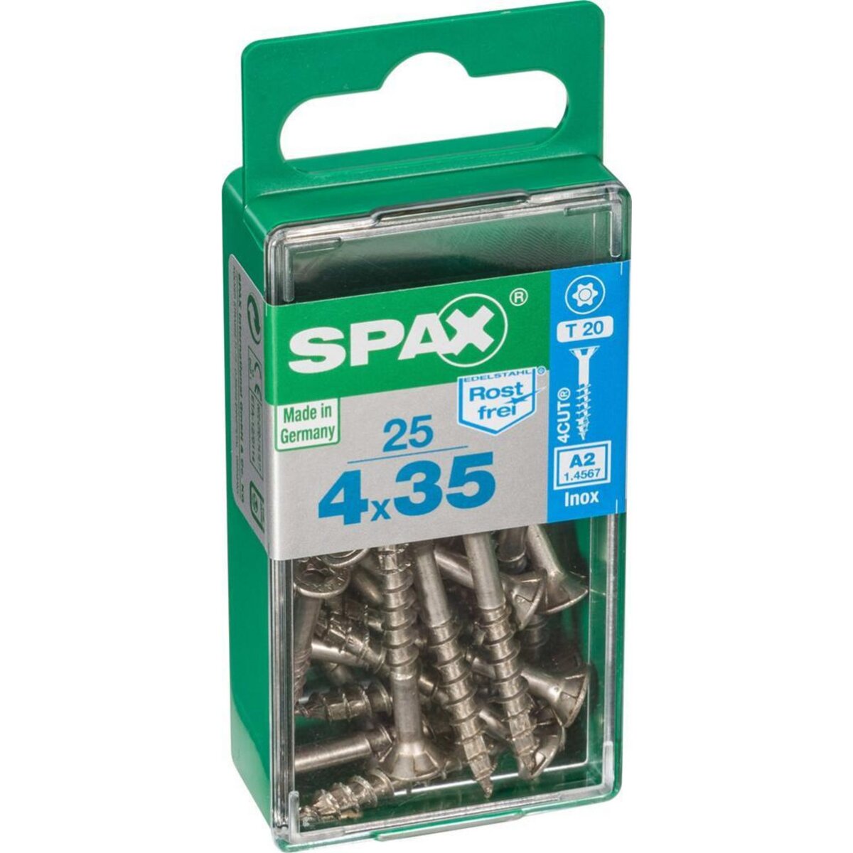 CENTRALE BRICO Lot de 25 vis inox tête fraisée torx SPAX, Diam.4 mm x L.35 mm