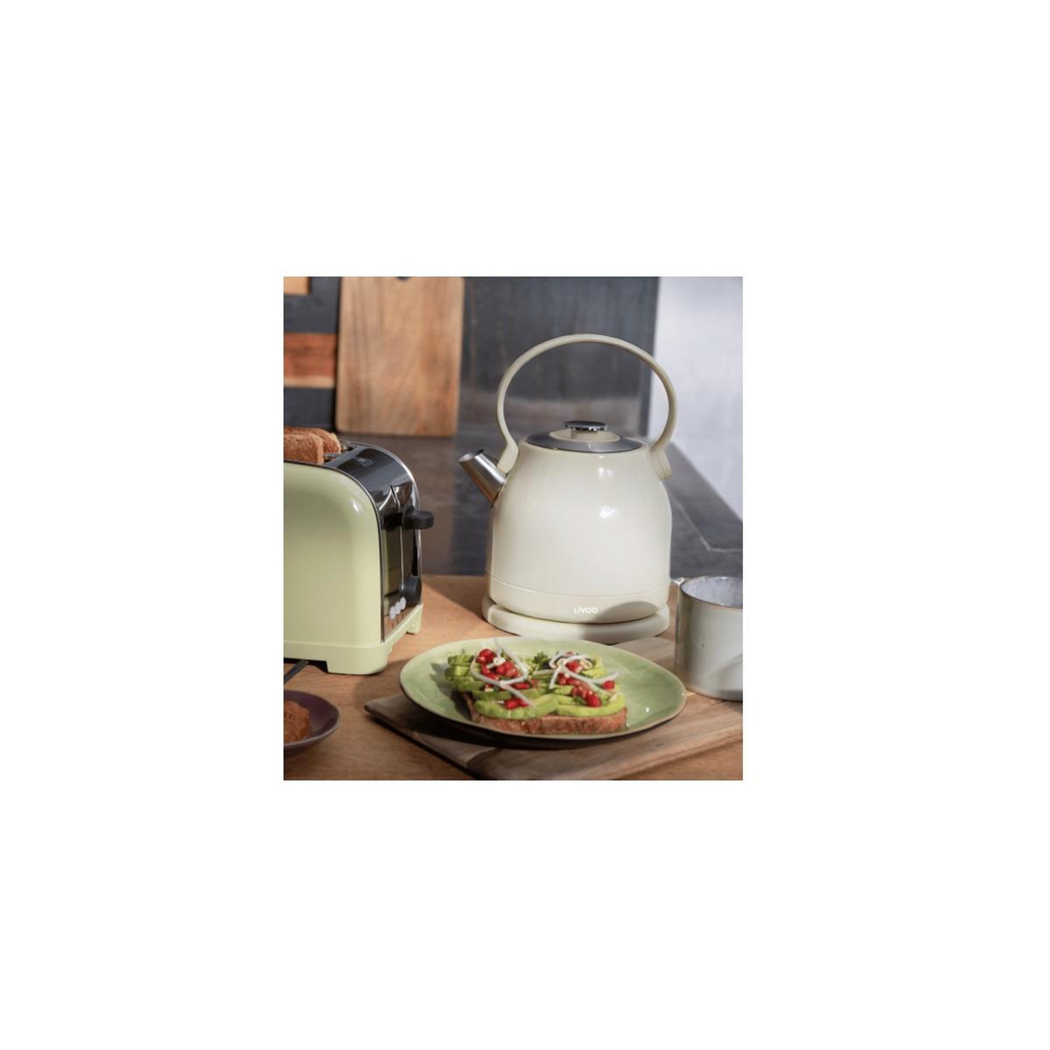 Voir la diapositive 2 : LIVOO Bouilloire électrique 1.5l 2200w crème - DOD202C