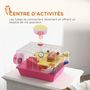 Voir la diapositive 4 : PAWHUT Cage à hamster rat rongeur - plateforme, biberon eau, roue, maisonnette, tubes - acier blanc PP rose