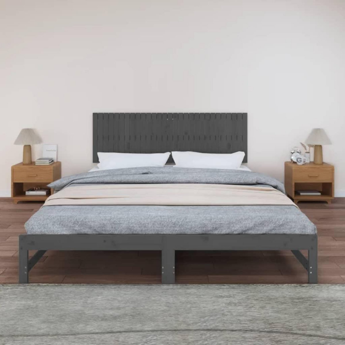 VIDAXL Tete de lit murale Gris 185x3x60 cm Bois massif de pin