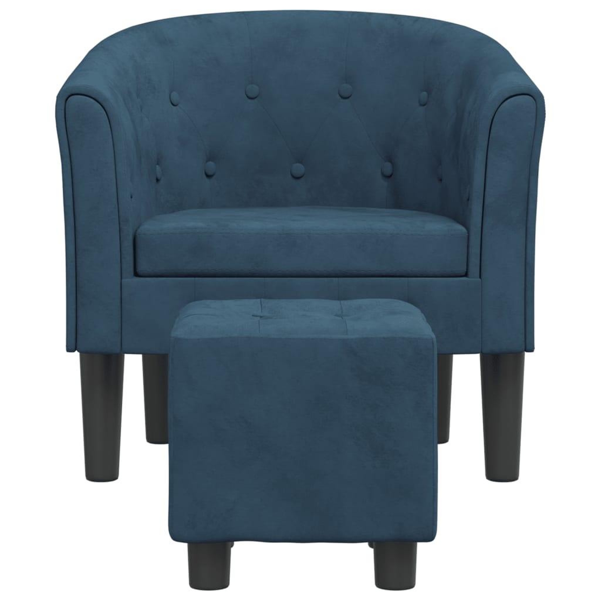 Voir la diapositive 3 : VIDAXL Fauteuil avec repose-pied bleu fonce velours