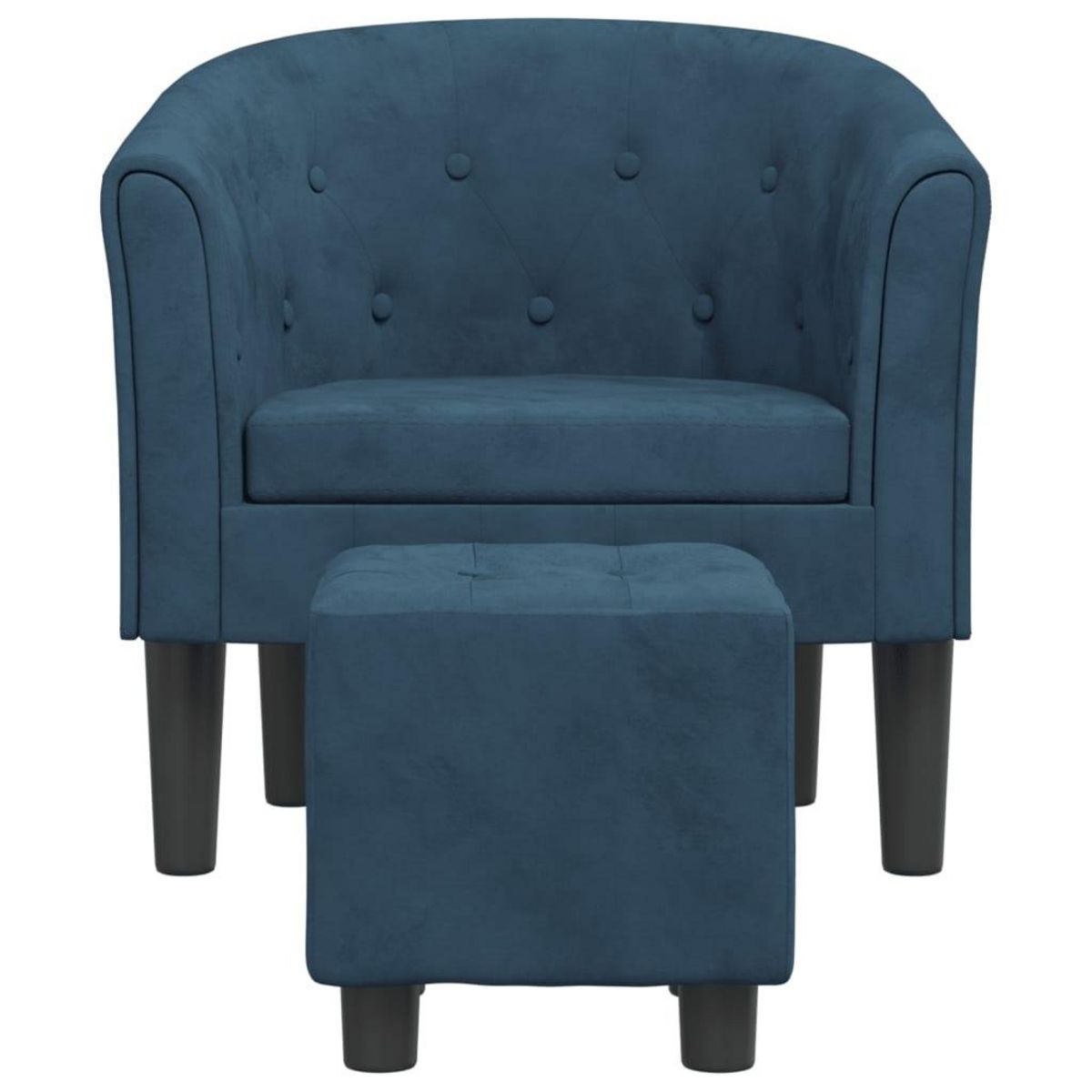 VIDAXL Fauteuil avec repose-pied bleu fonce velours