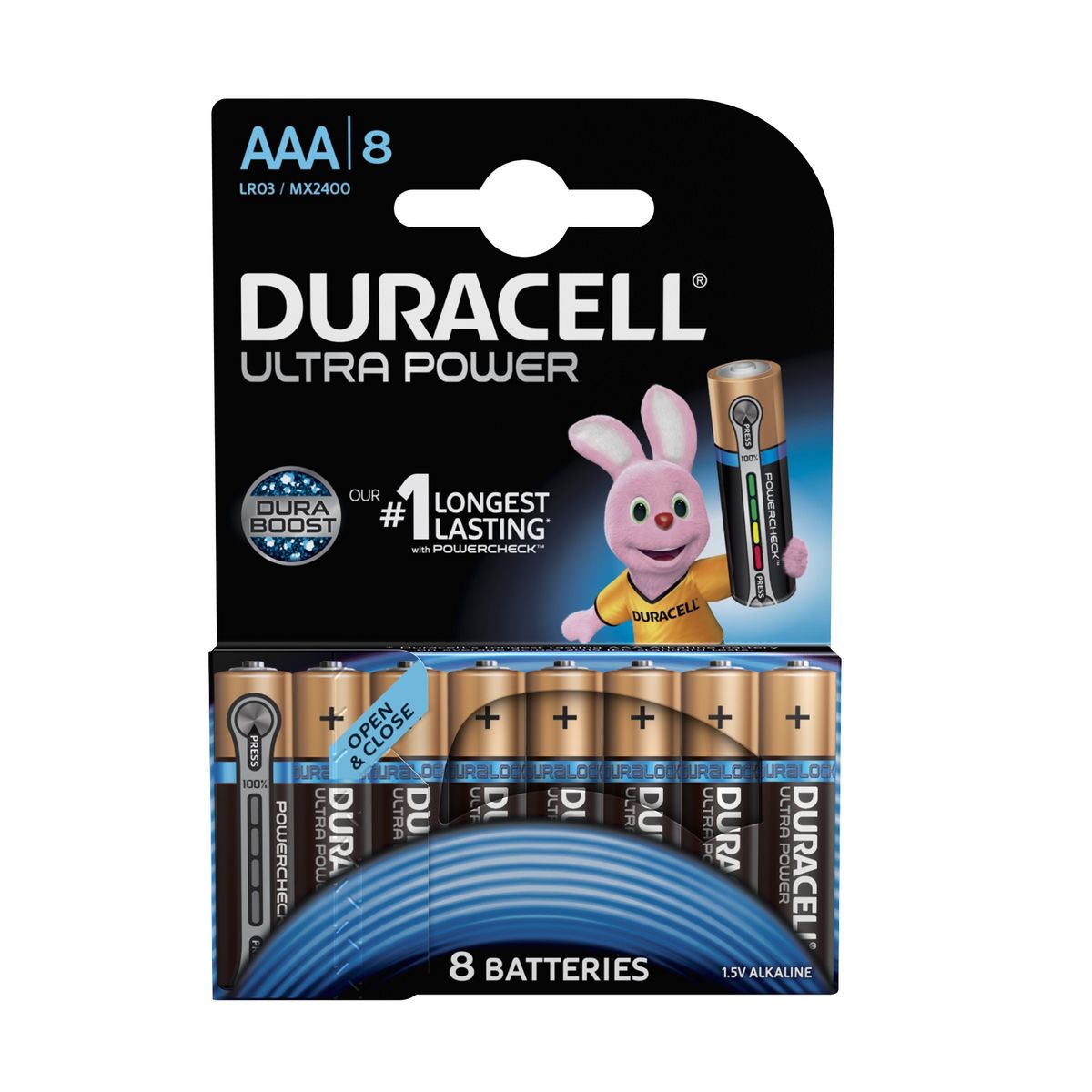 DURACELL Lot de 8 Piles Alcalines type LR03 (AAA) - 1.5V