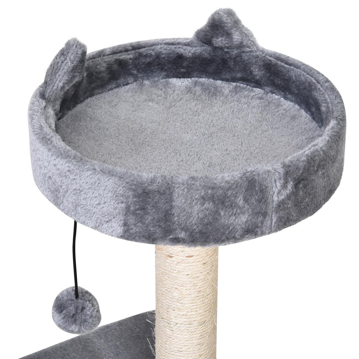 PAWHUT Arbre à chats griffoir sisal naturel centre d'activités niche plateformes jeu boule suspendue et à ressort gris