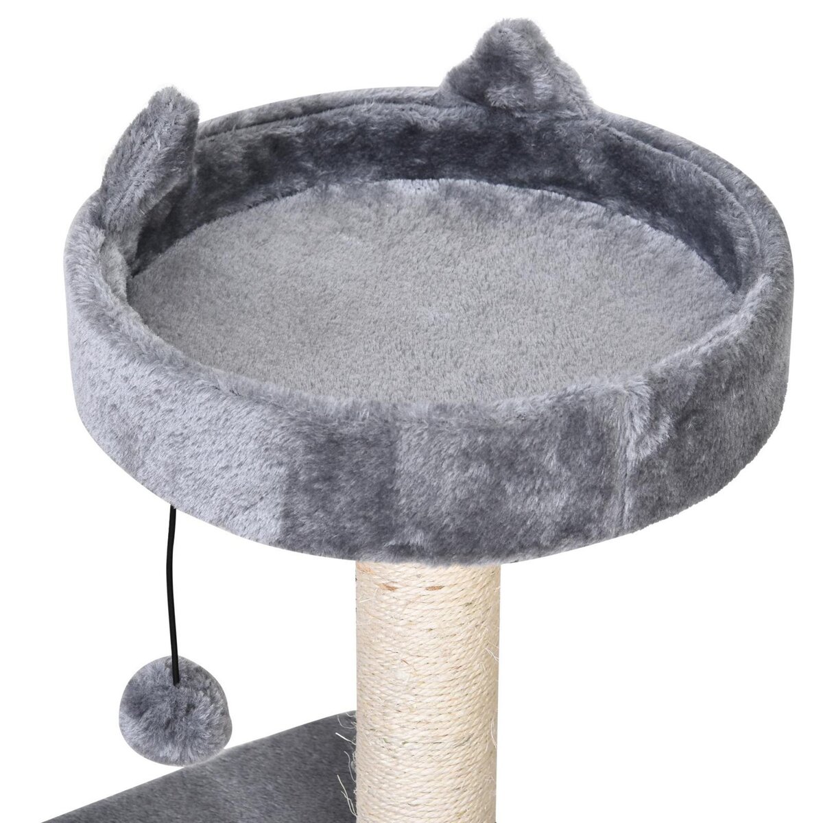 PAWHUT Arbre à chats griffoir sisal naturel centre d'activités niche plateformes jeu boule suspendue et à ressort gris