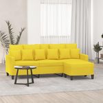 VIDAXL Canape a 3 places avec repose-pieds Jaune clair 180 cm Tissu
