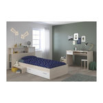 PARISOT PARISOT Chambre enfant complete Tete de lit + lit + bureau - Style contemporain - Decor acacia clair et blanc - CHARLEMAGNE