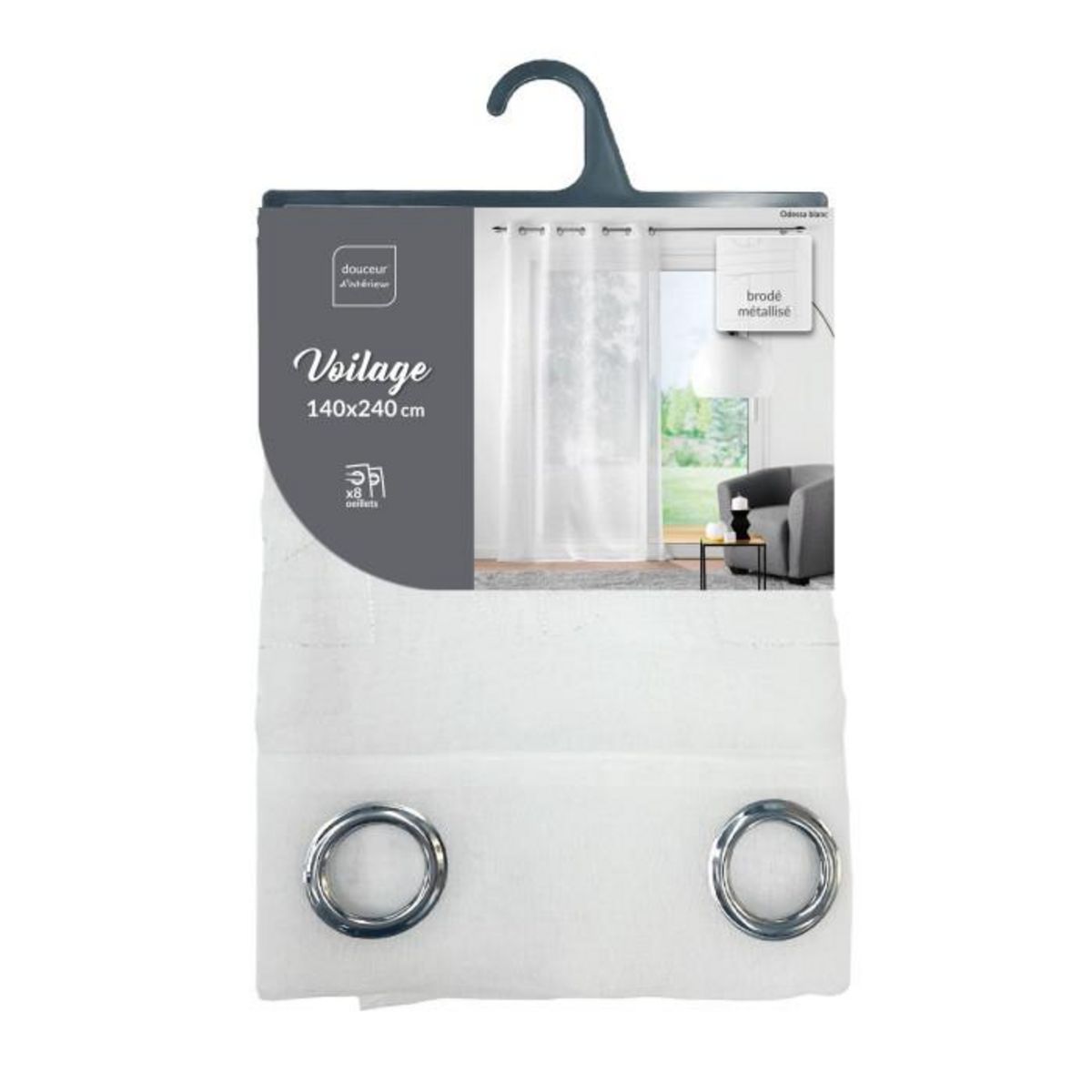 Paris Prix Rideau Voilage à Œillets  Odessa  140x240cm Blanc