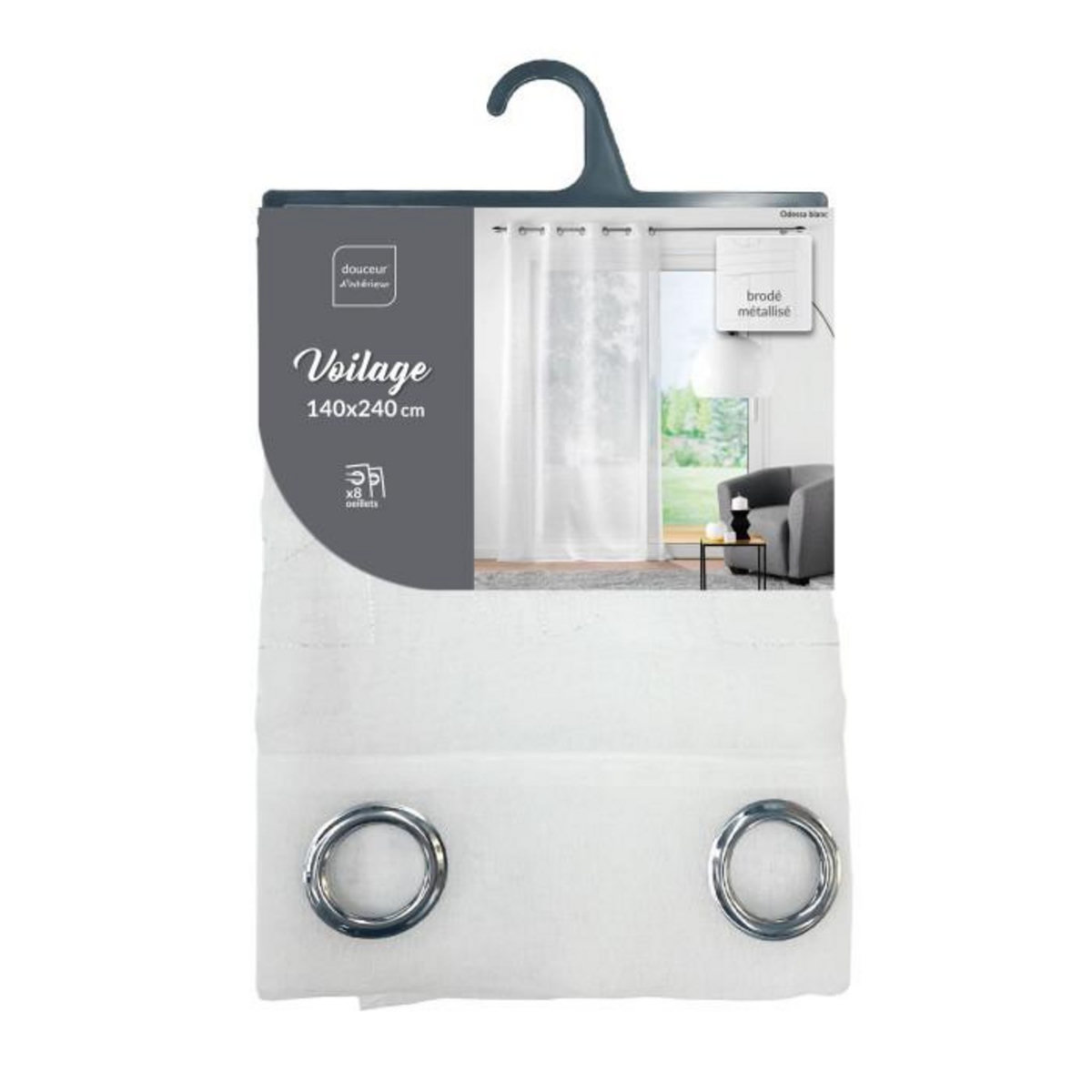 Paris Prix Rideau Voilage à Œillets  Odessa  140x240cm Blanc