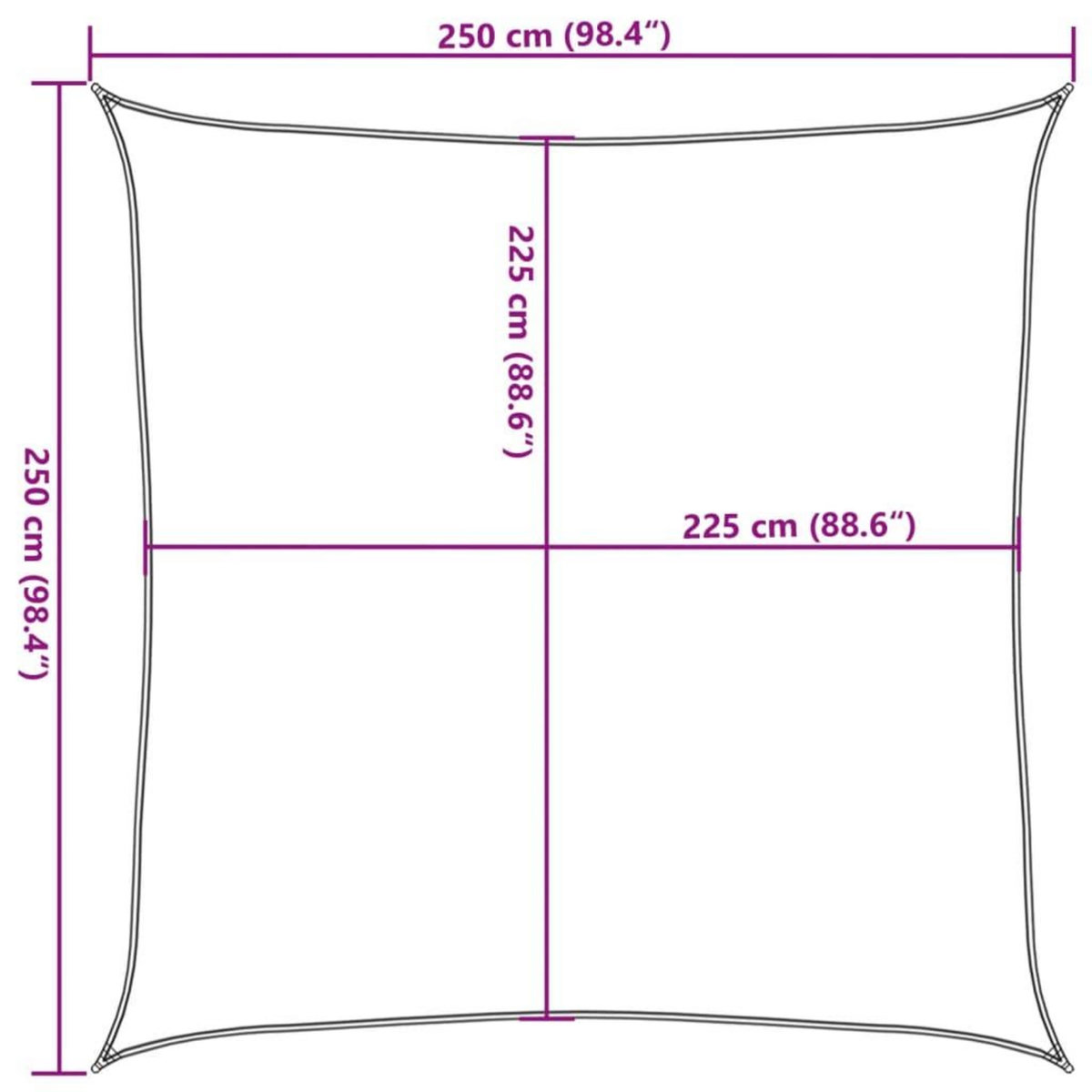VIDAXL Voile d'ombrage 160 g/m^2 Jaune 2,5x2,5 m PEHD