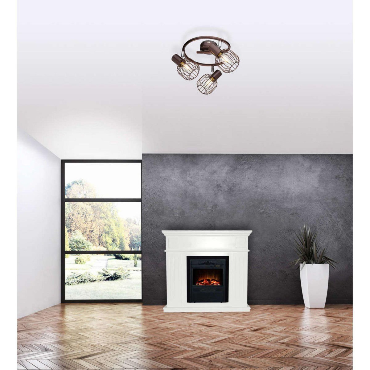 GLOBO Plafonnier spot rond design industriel Akin - Marron bronze