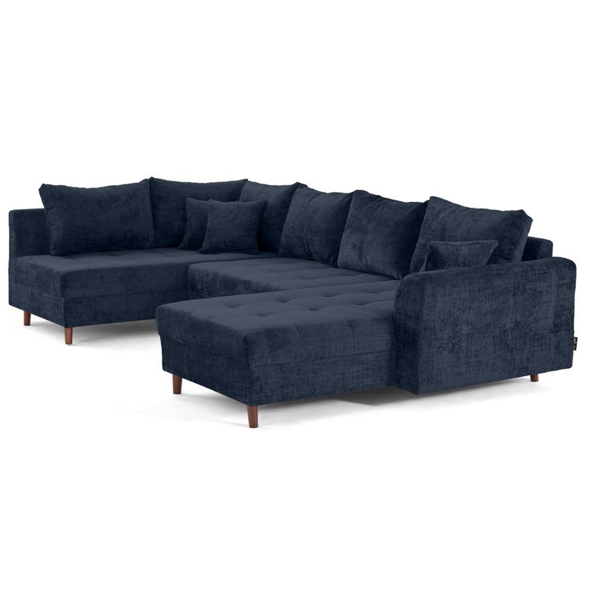 LISA DESIGN Rune - canapé panoramique d'angle gauche 7 places en velours texturé