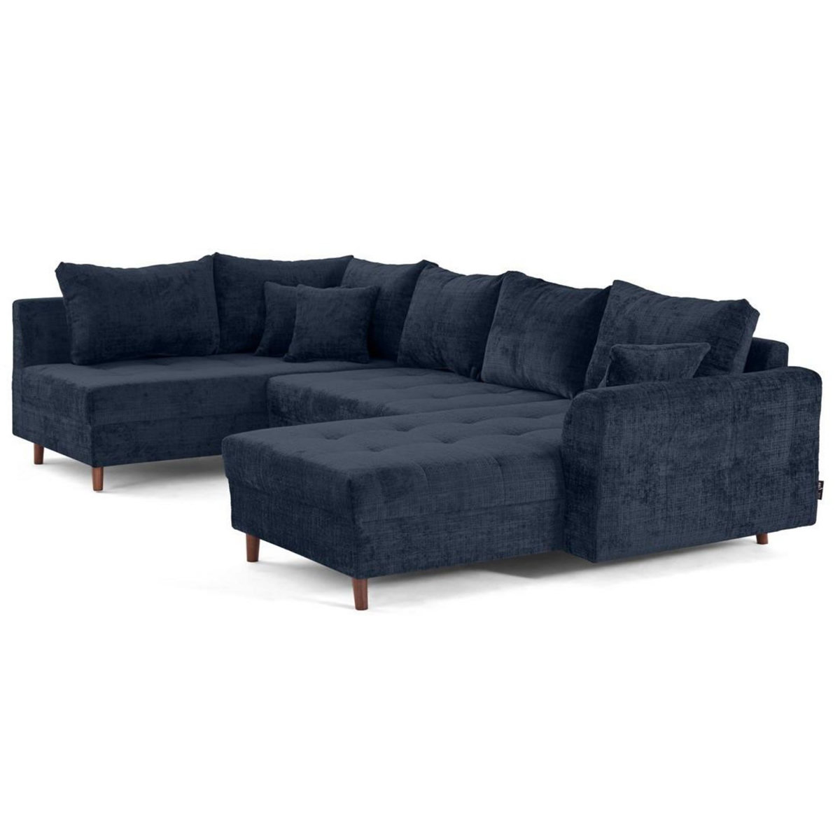 LISA DESIGN Rune - canapé panoramique d'angle gauche 7 places en velours texturé