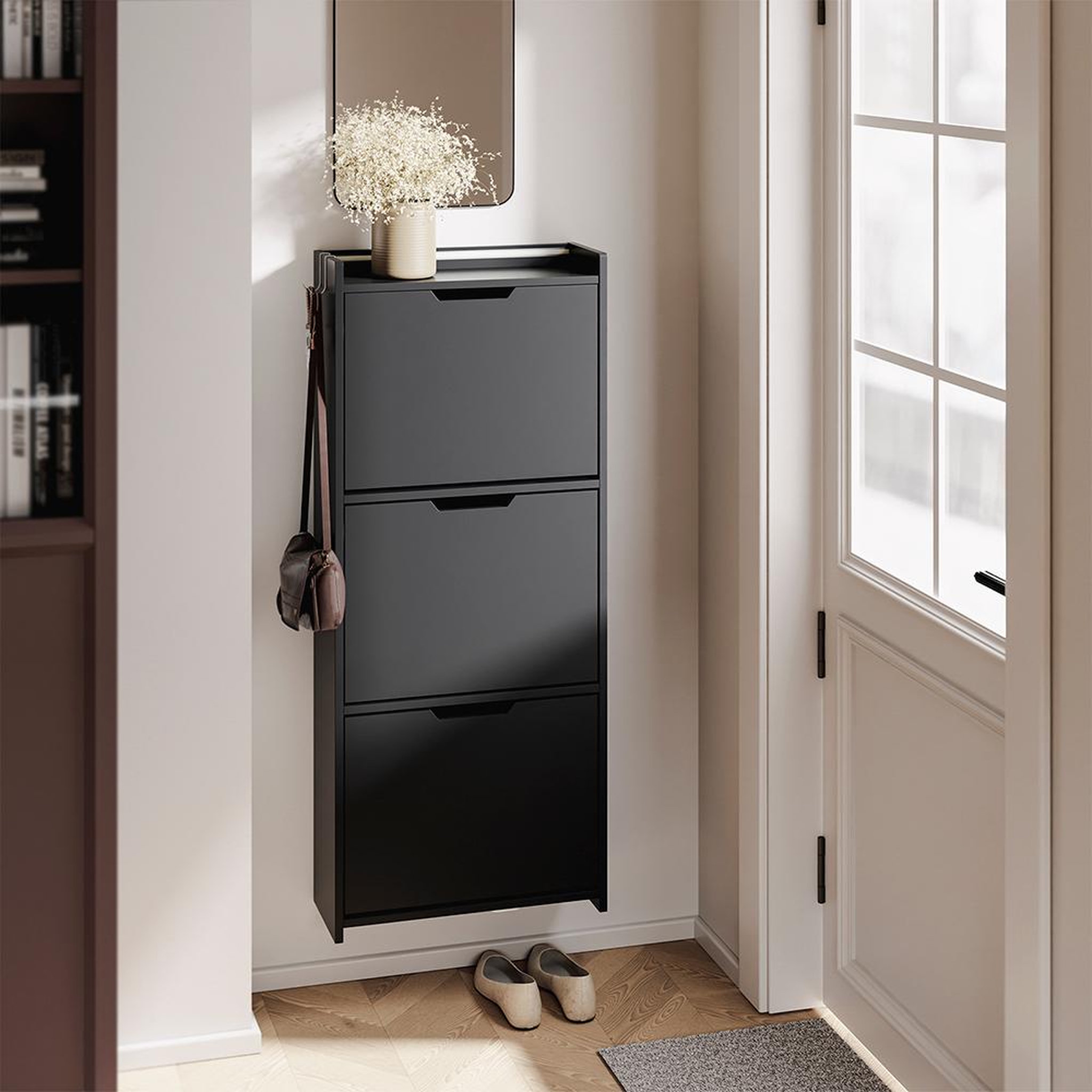 Voir la diapositive 3 : SOBUY Armoire à chaussures Noir 50x19x131cm FSR151-H-E-SCH