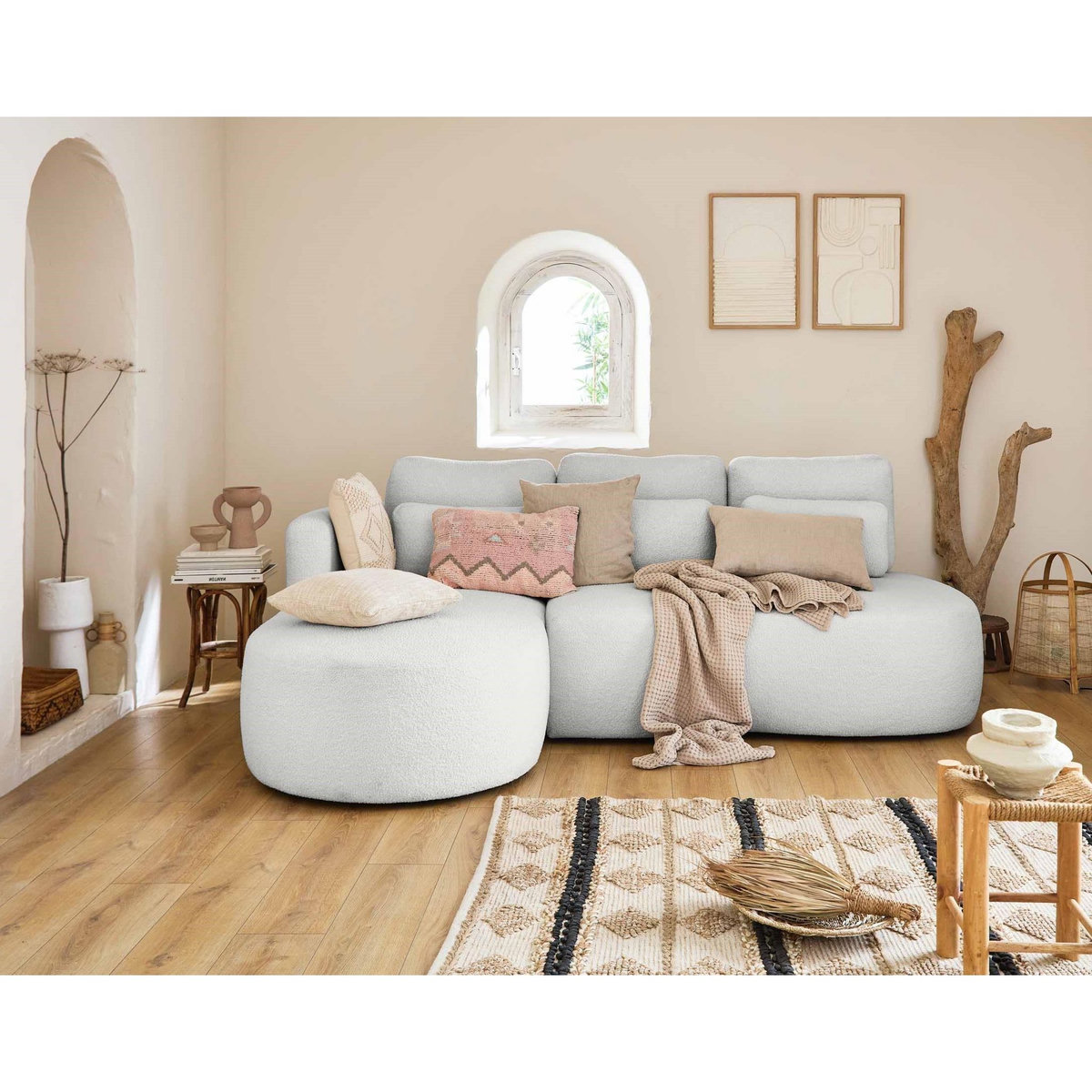 LISA DESIGN Mahina - canapé d'angle gauche - 4 places - convertible avec coffre - en tissu bouclette