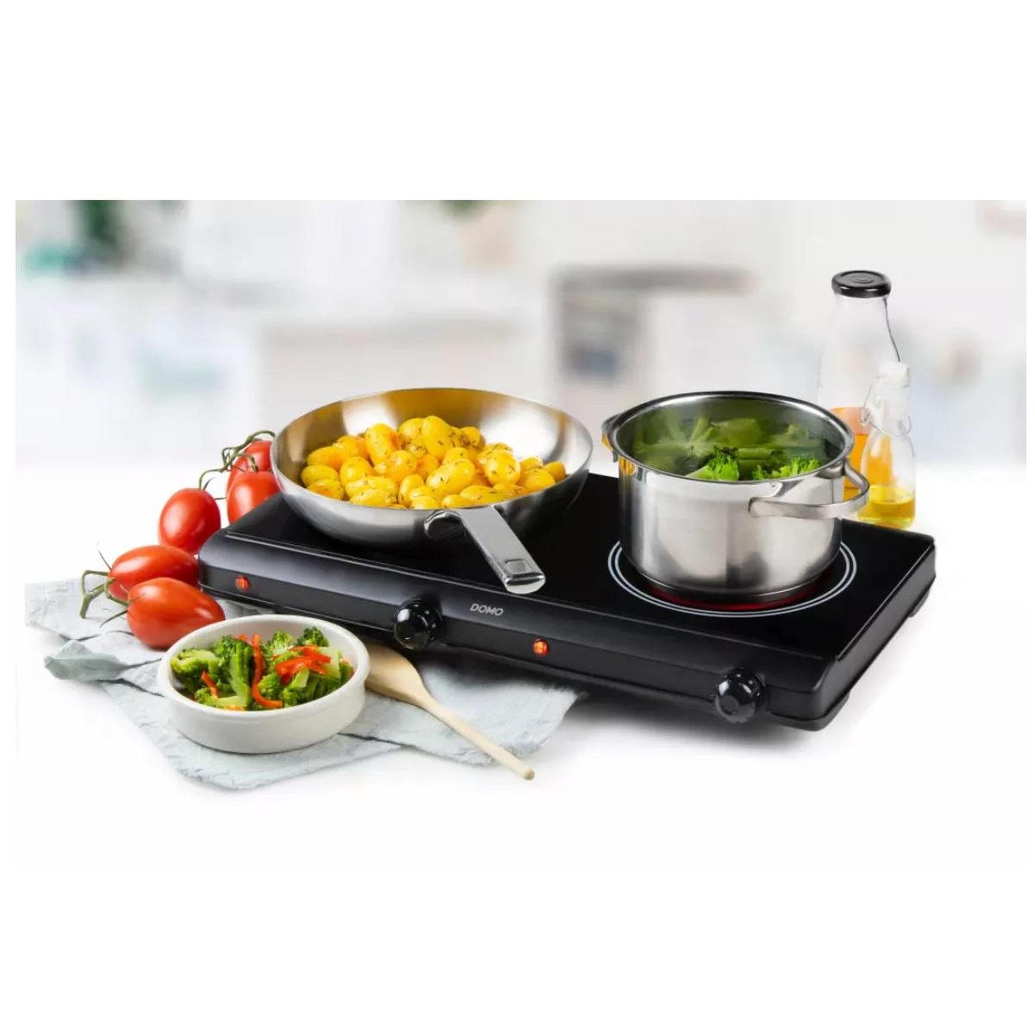 Voir la diapositive 6 : Domo Réchaud vitroceramique 2 feux 2500w - do339kp