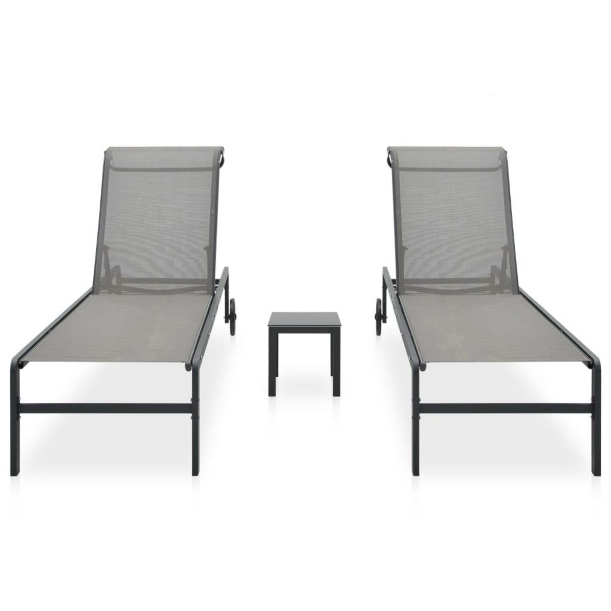 VIDAXL Chaises longues lot de 2 avec table Textilene et acier
