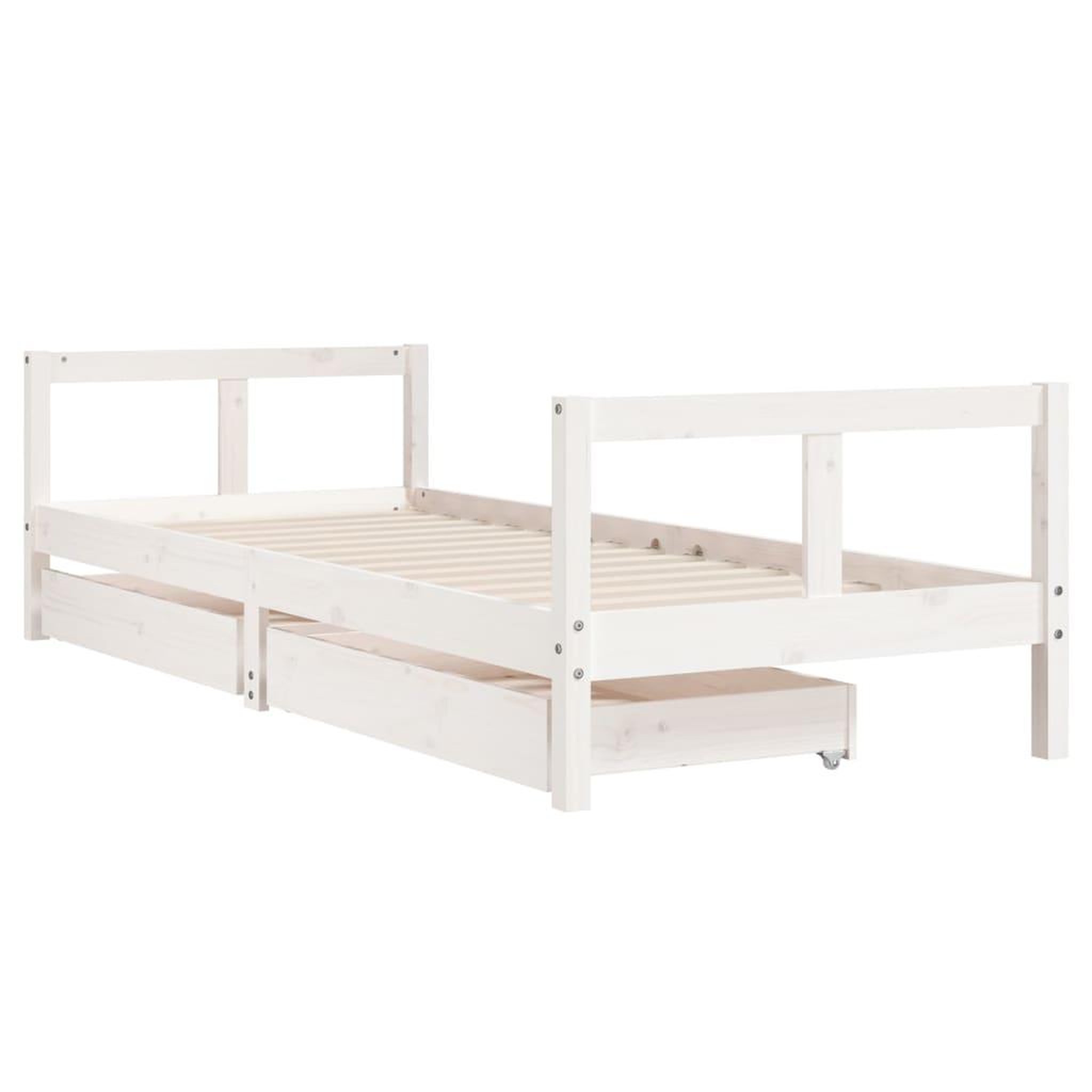Voir la diapositive 3 : VIDAXL Cadre de lit enfant tiroirs blanc 80x200 cm bois de pin massif
