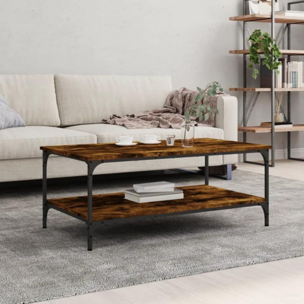 VIDAXL Table basse chêne fumé 100x55x40 cm bois d ingénierie