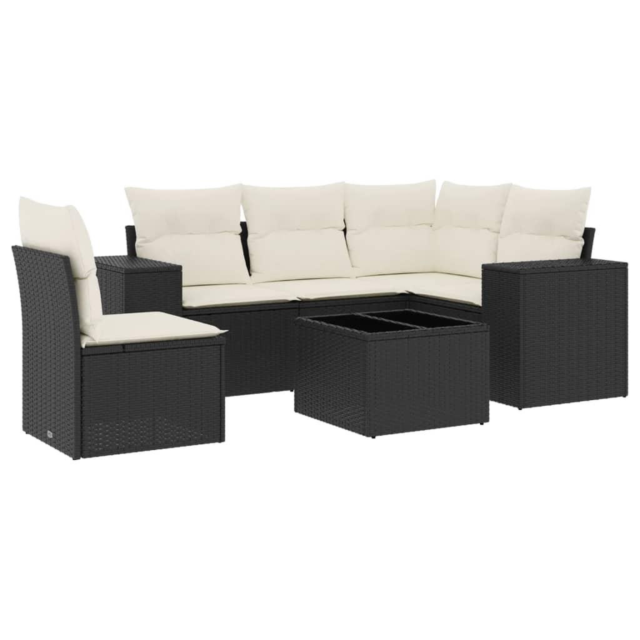 Voir la diapositive 2 : VIDAXL Salon de jardin 6 pcs avec coussins noir resine tressee