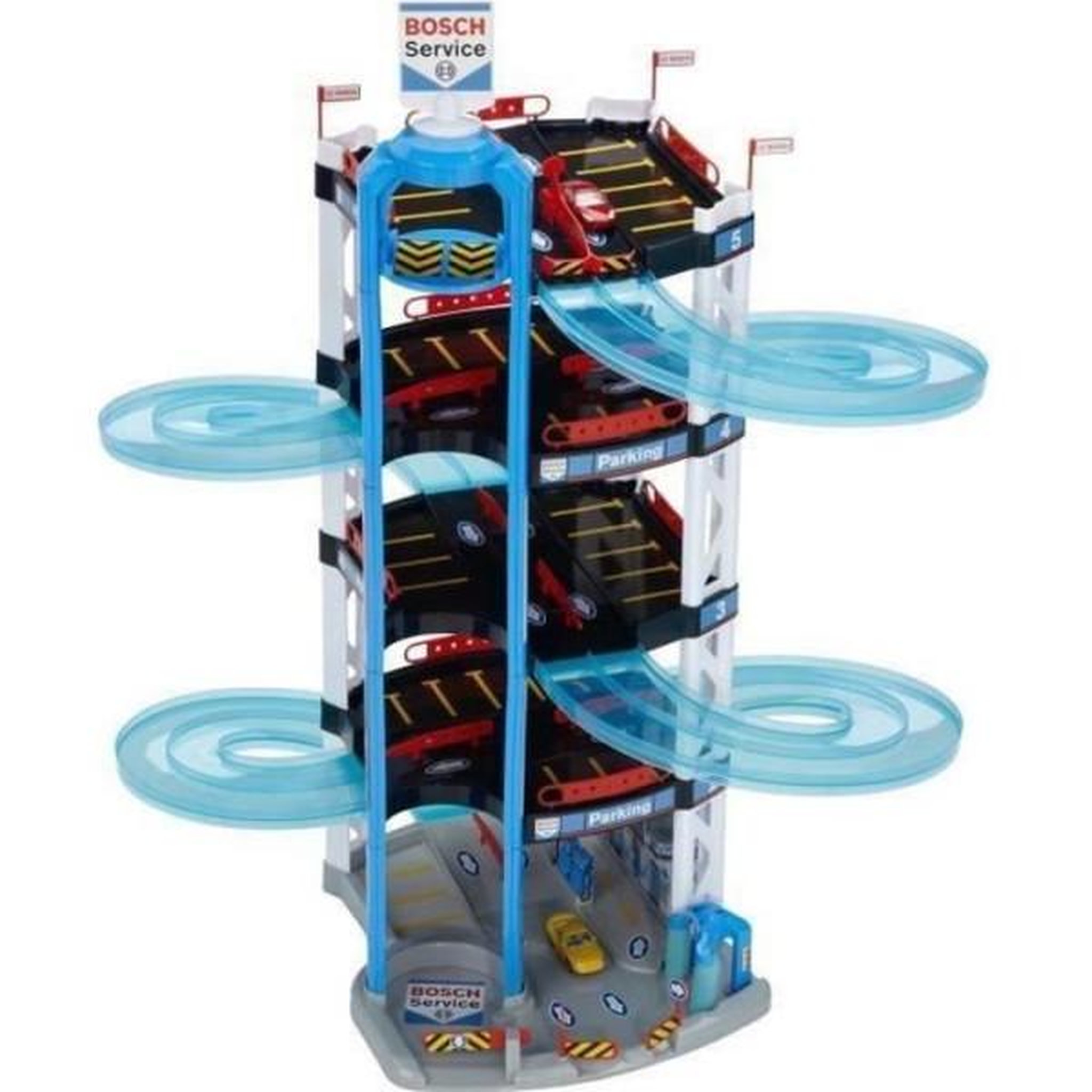 BOSCH Garage bosch 5 niveaux - klein - ascenseur, station-service et station de lavage - 2 petites voitures incluses