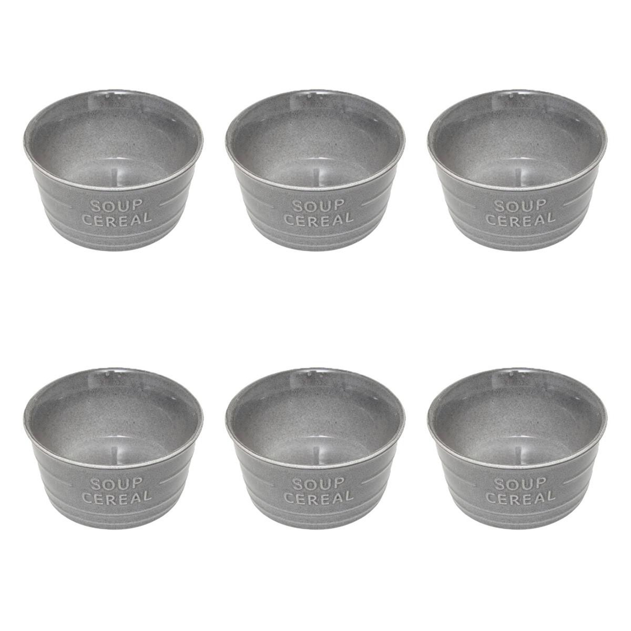 SECRET DE GOURMET Lot de 6 bols en faïence  joel  50cl gris