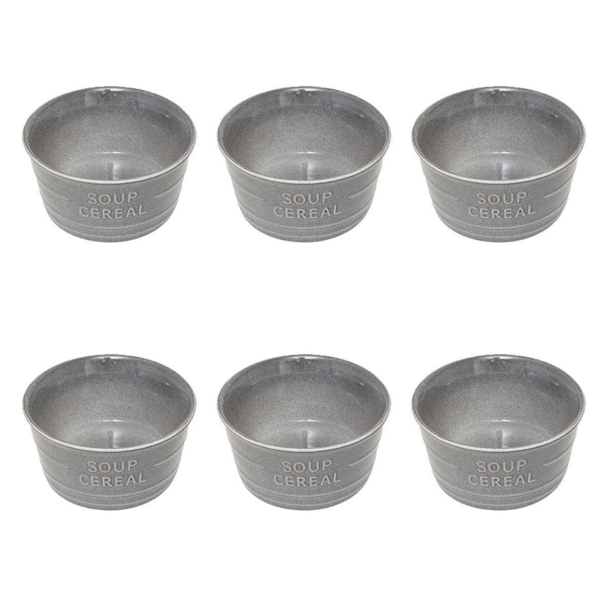 SECRET DE GOURMET Lot de 6 Bols en Faïence  Joel  50cl Gris