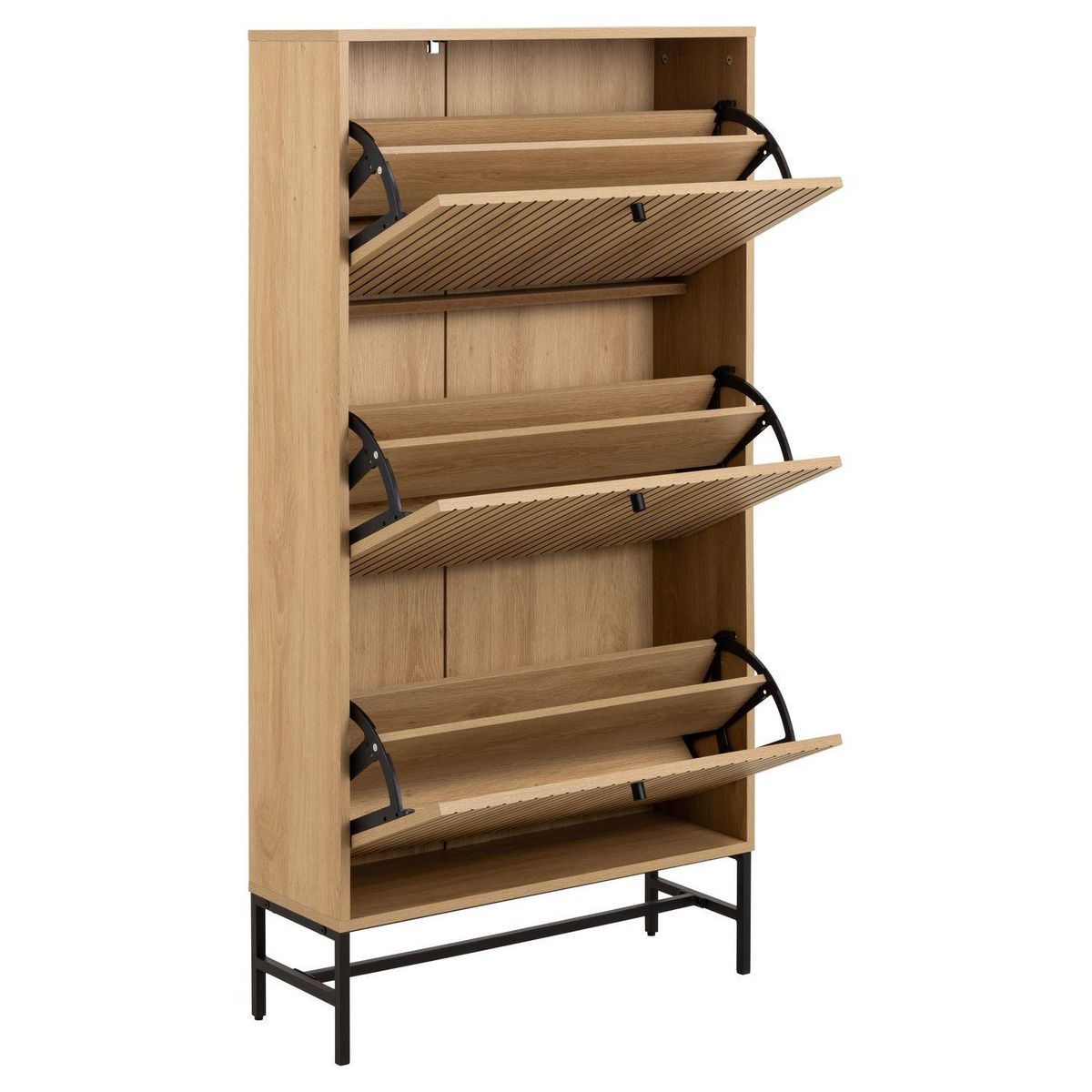 TOILINUX Meuble à chaussures 3 portes effet tasseaux BAÏKAL - Beige