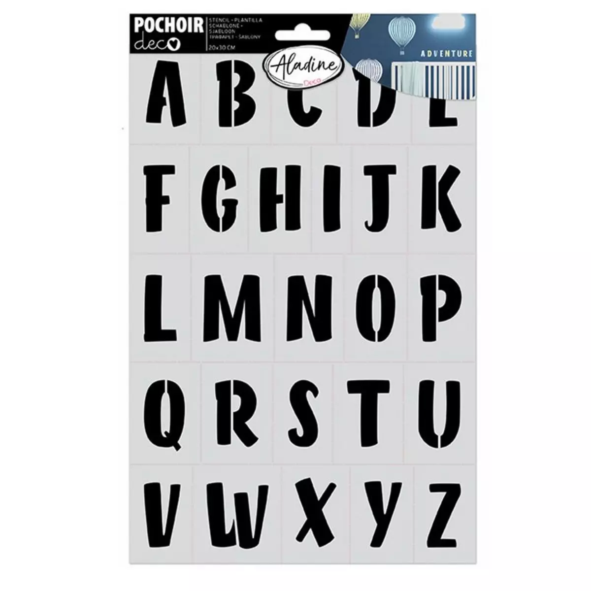 Aladine Pochoir de décoration - Alphabet gras - 20 x 30 cm