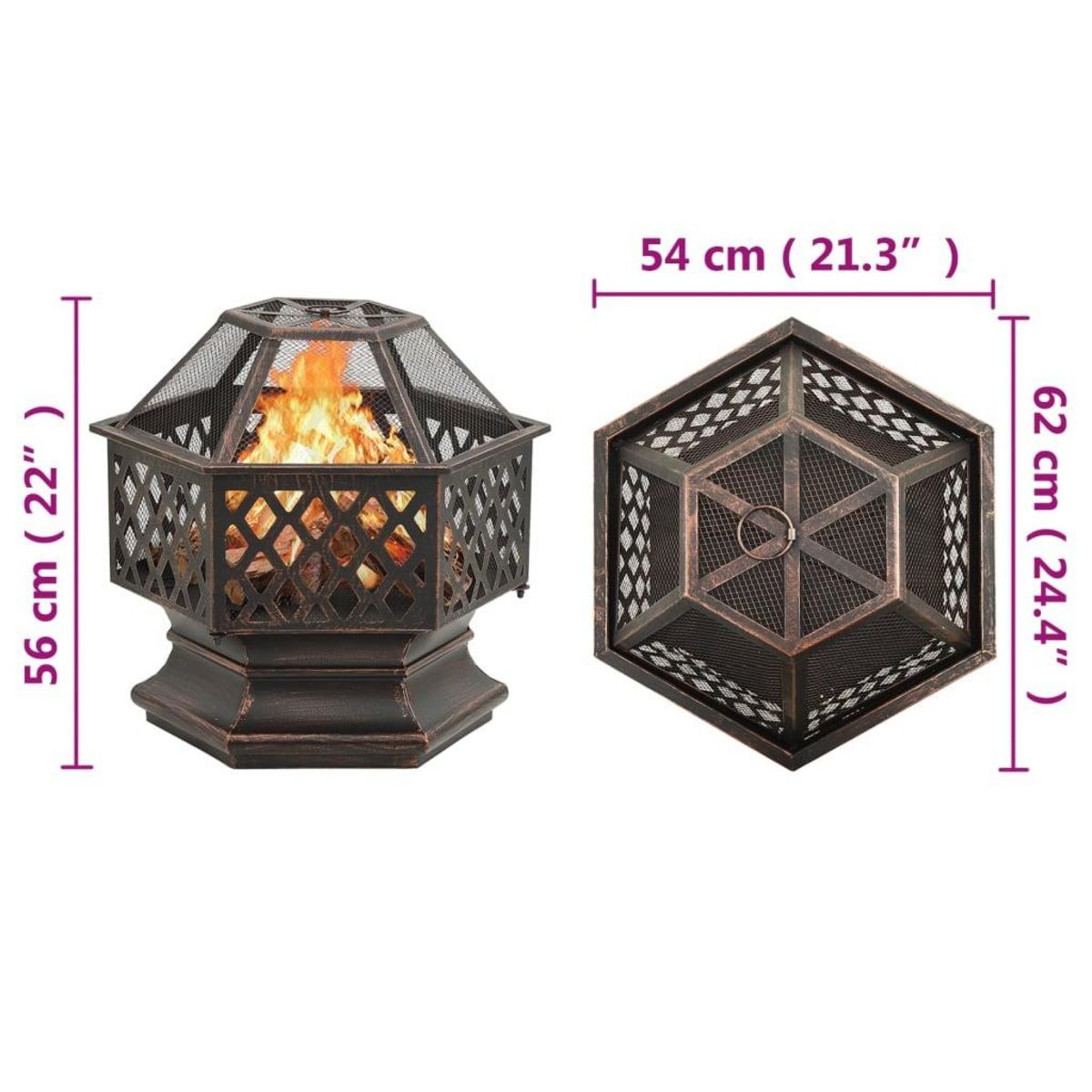 VIDAXL Foyer rustique avec tisonnier 62x54x56 cm XXL acier