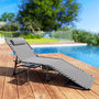 Voir la diapositive 2 : OUTSUNNY Bain de soleil transat pliable inclinable avec poignée, plateau et pochette rangement acier oxford gris