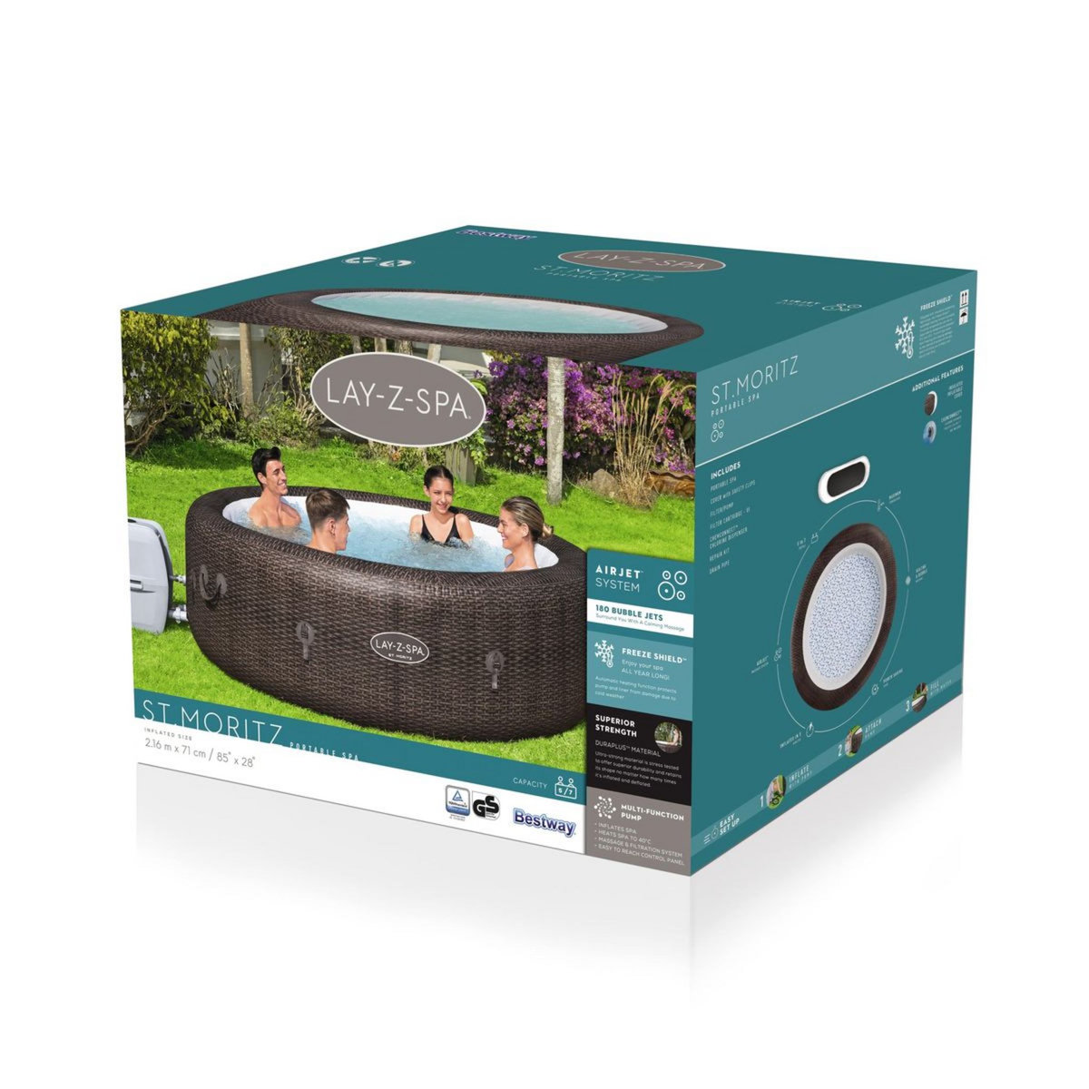 BESTWAY Spa gonflable rond - 5/7 places - Diam 2,16 x 0,71 m - LAY-Z-SPA ST MORITZ