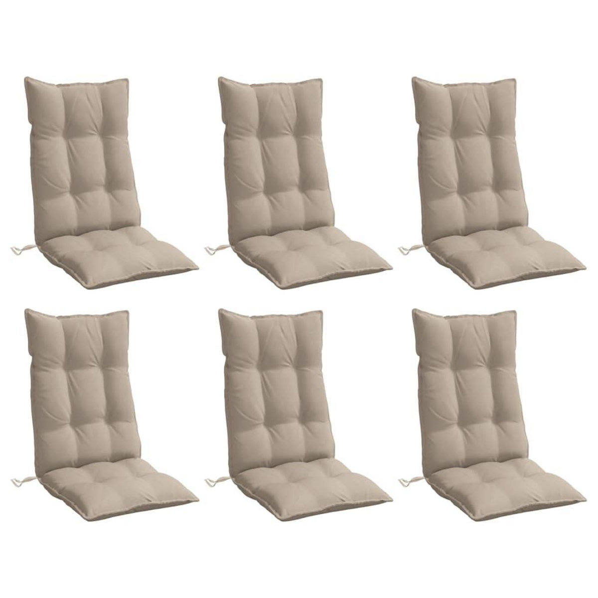 VIDAXL Coussins de chaise a dossier haut lot de 6 taupe tissu oxford