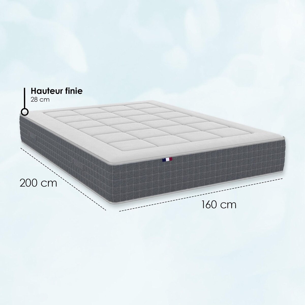 IDLITERIE Matelas ressorts ensachés 7 zones MAX - soutien ferme et réversible