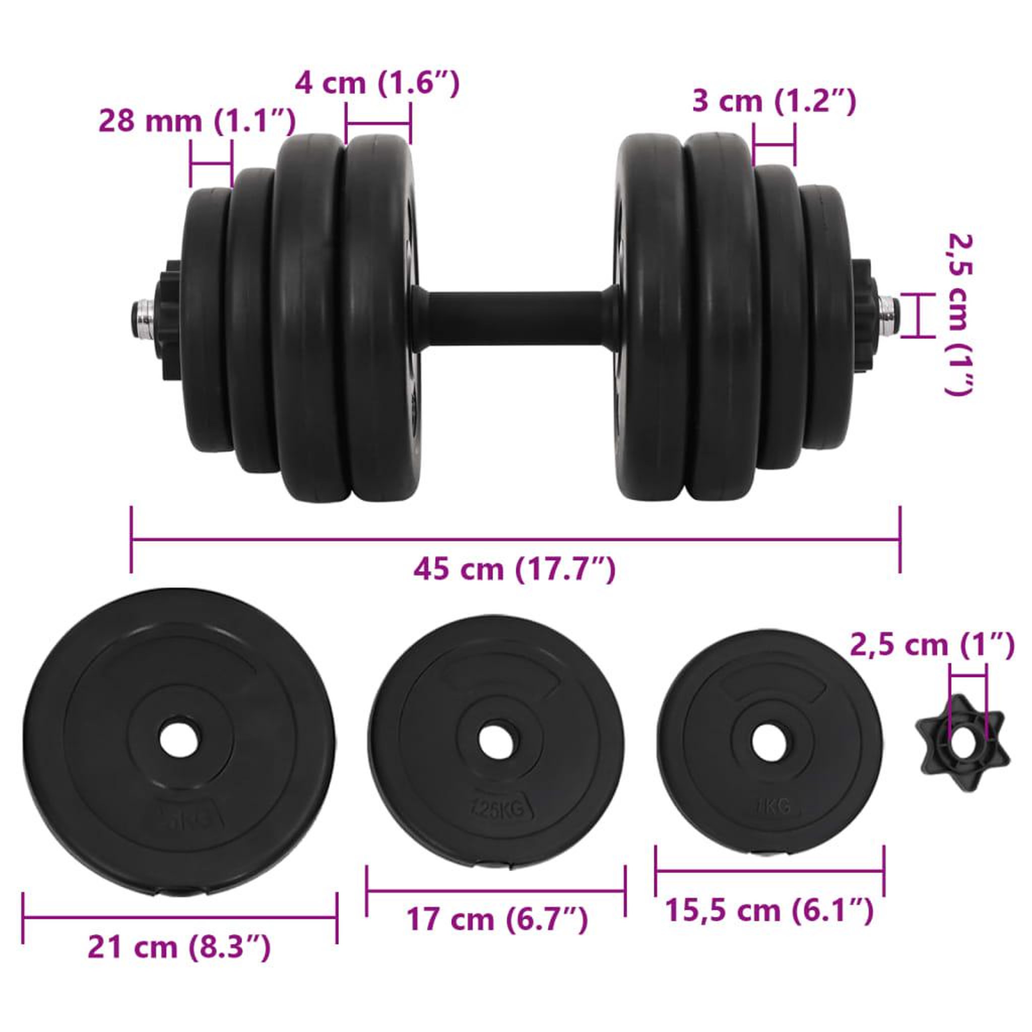 Voir la diapositive 6 : VIDAXL Halteres 2 x 15 kg