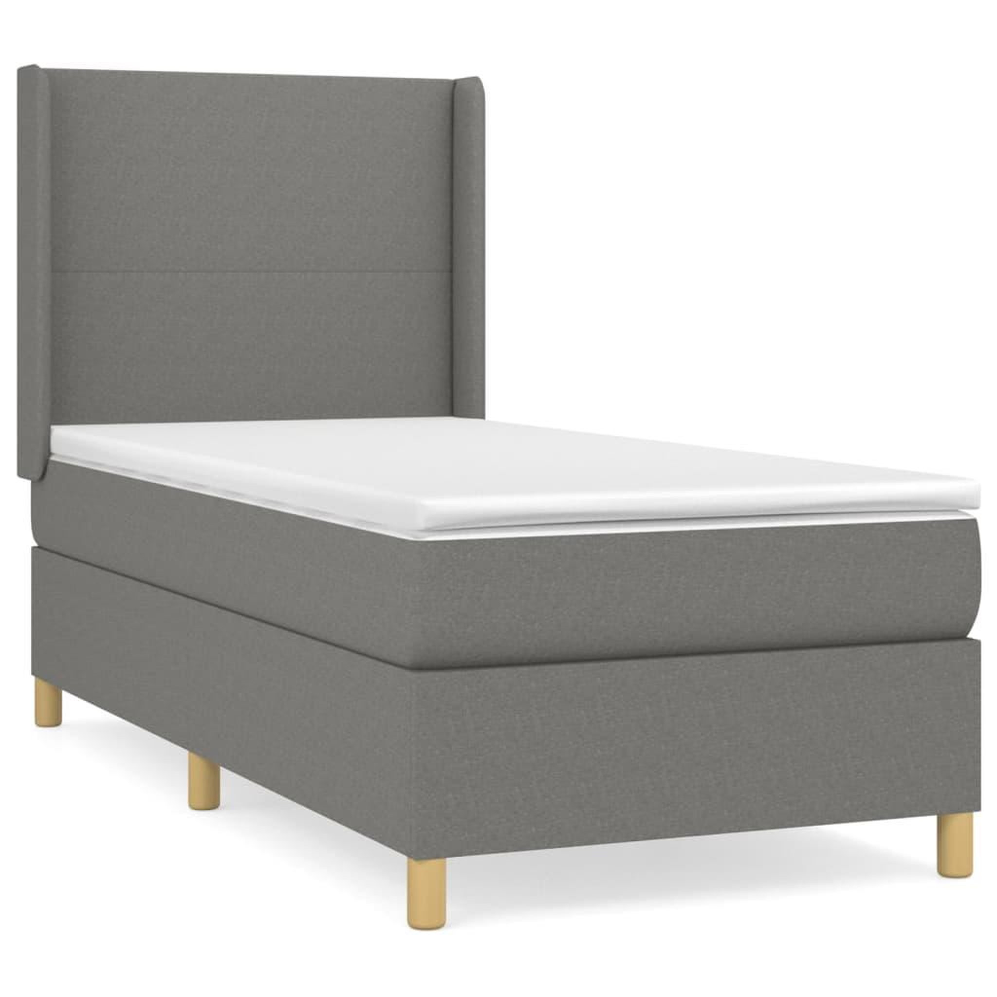Voir la diapositive 2 : VIDAXL Sommier a lattes de lit avec matelas Gris fonce 80x200 cm Tissu