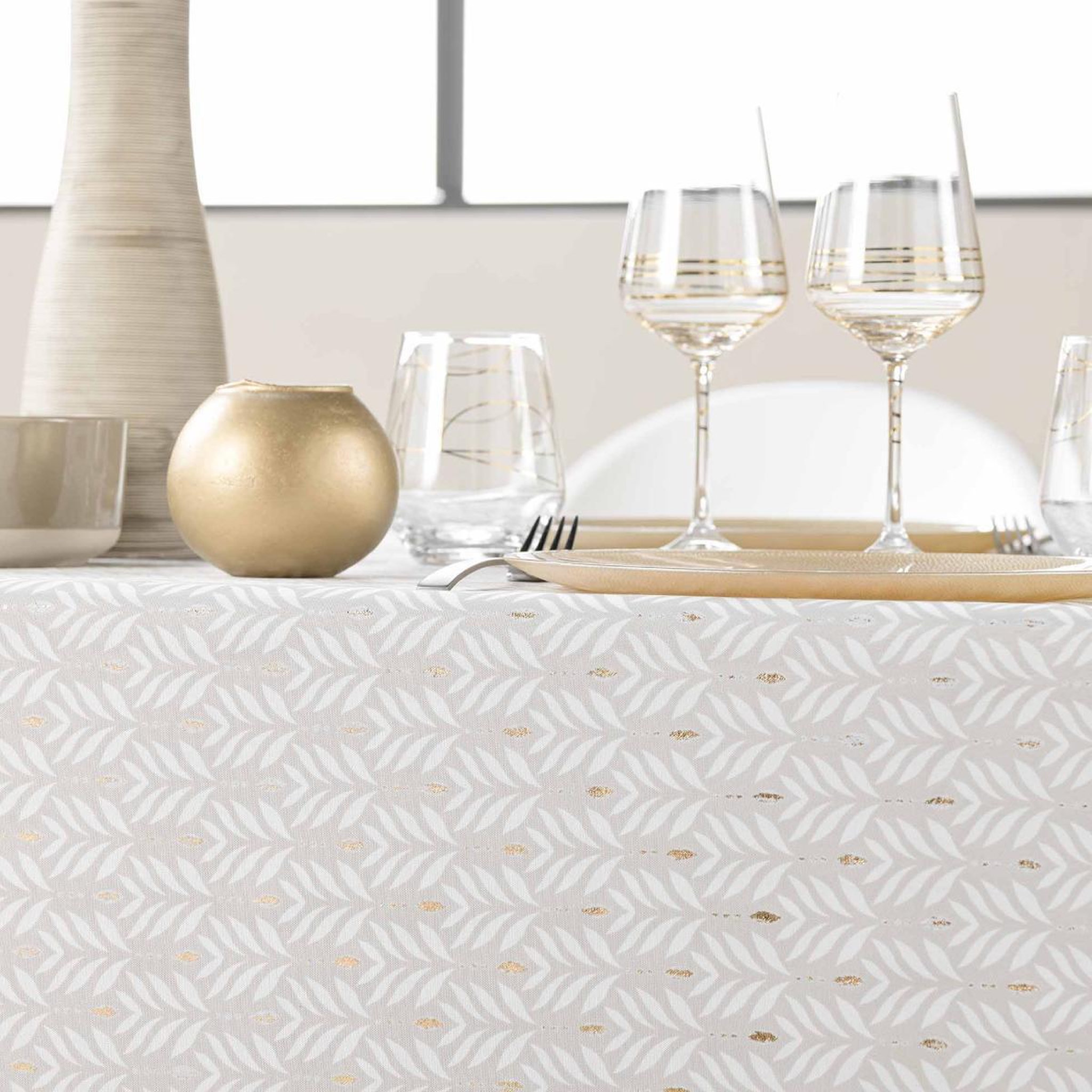 Voir la diapositive 4 : Douceur d'Intérieur Nappe imprimé  piana  145x240cm naturel
