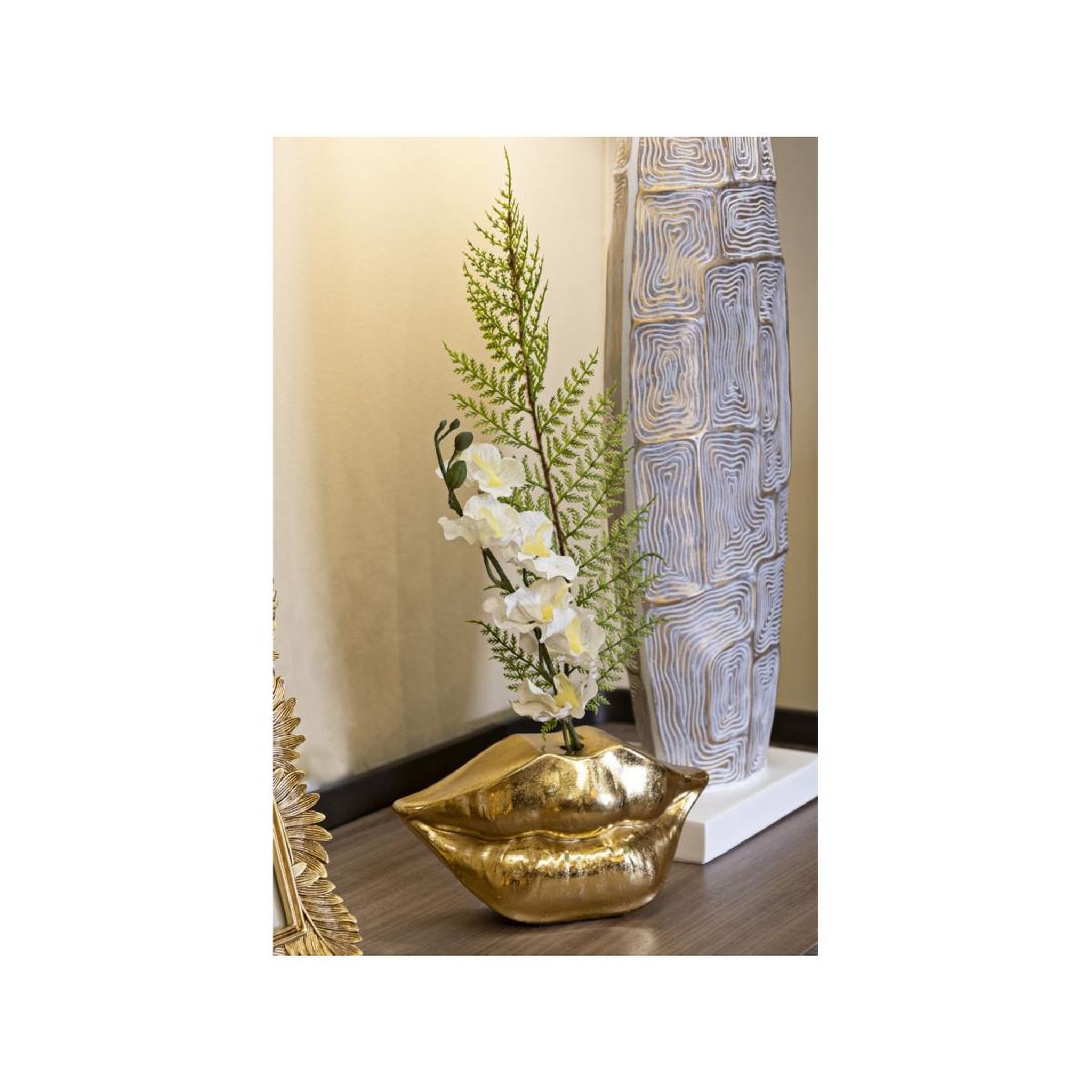 Voir la diapositive 5 : Paris Prix Vase déco en résine  bouche  23cm or