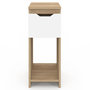 Voir la diapositive 3 : ID MARKET Lot de 2 tables de chevet ANOUK 1 tiroir avec niche bois façon hêtre et blanc